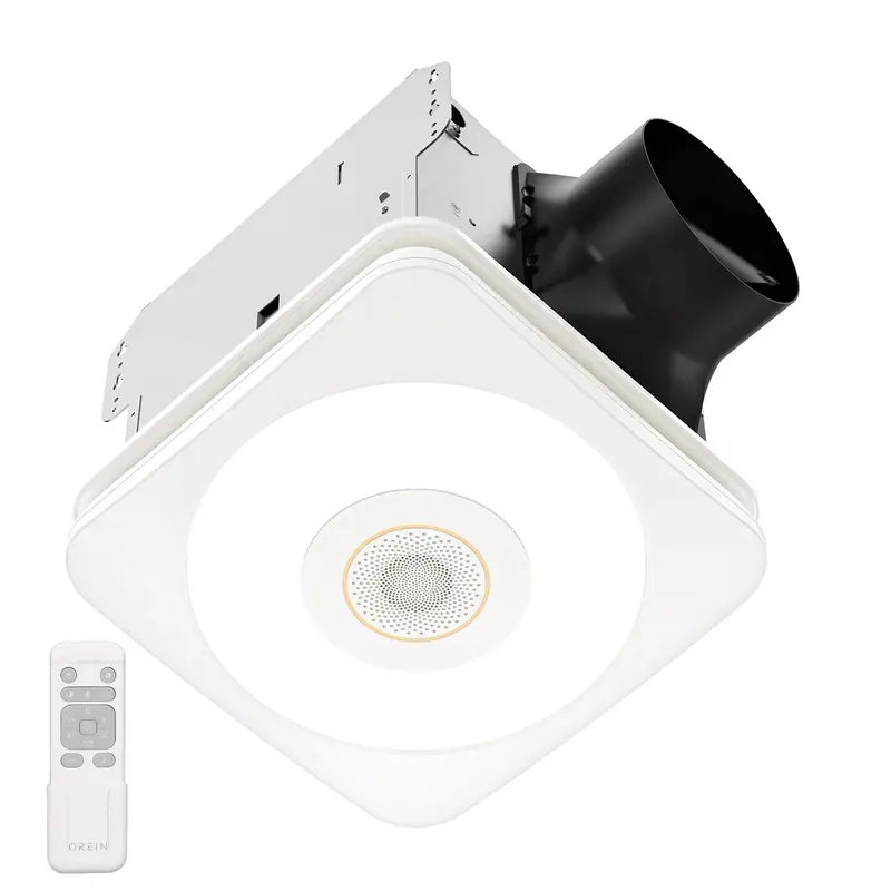 Wentylator wyciągowy łazienkowy ORiN Bluetooth z oświetleniem LED 3CCT i głośnikiem, 110/160 CFM, cicha praca