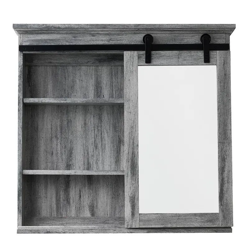 Szafka na leki w stylu wiejskim – 79 cm x 74 cm, ścienna, z rustykalnymi drzwiami.