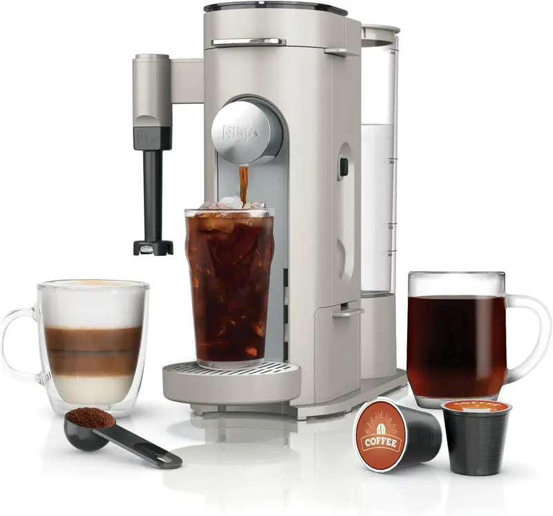 Ekspres do kawy Ninja PB051 na kapsułki i kawę mieloną – 4 metody parzenia, kompatybilny z K-Cup®, maksymalna pojemność filiżanki 700 ml, wyjmowany zbiornik na wodę o pojemności 1,6 litra