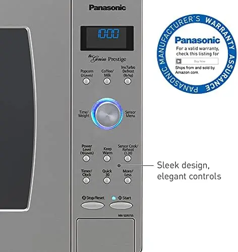 Mikrofalówka Panasonic NN-SN966S o pojemności 62 litrów (2,2 stopy sześciennej) – 1250 W, technologia inwerterowa, czujnik Genius, możliwość montażu na blacie lub do zabudowy.