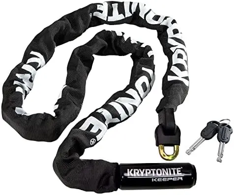Kryptonite Keeper 712 122 cm Mocna blokada rowerowa łańcuchowa – Zamek na klucz do roweru, motocykla, skutera, bramy – Czarny