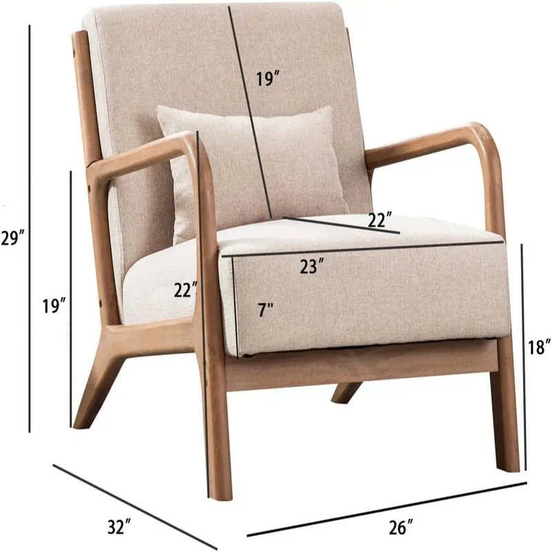 Fotel akcentowy Bonzy Home Mid Century Modern z ramą z litego drewna