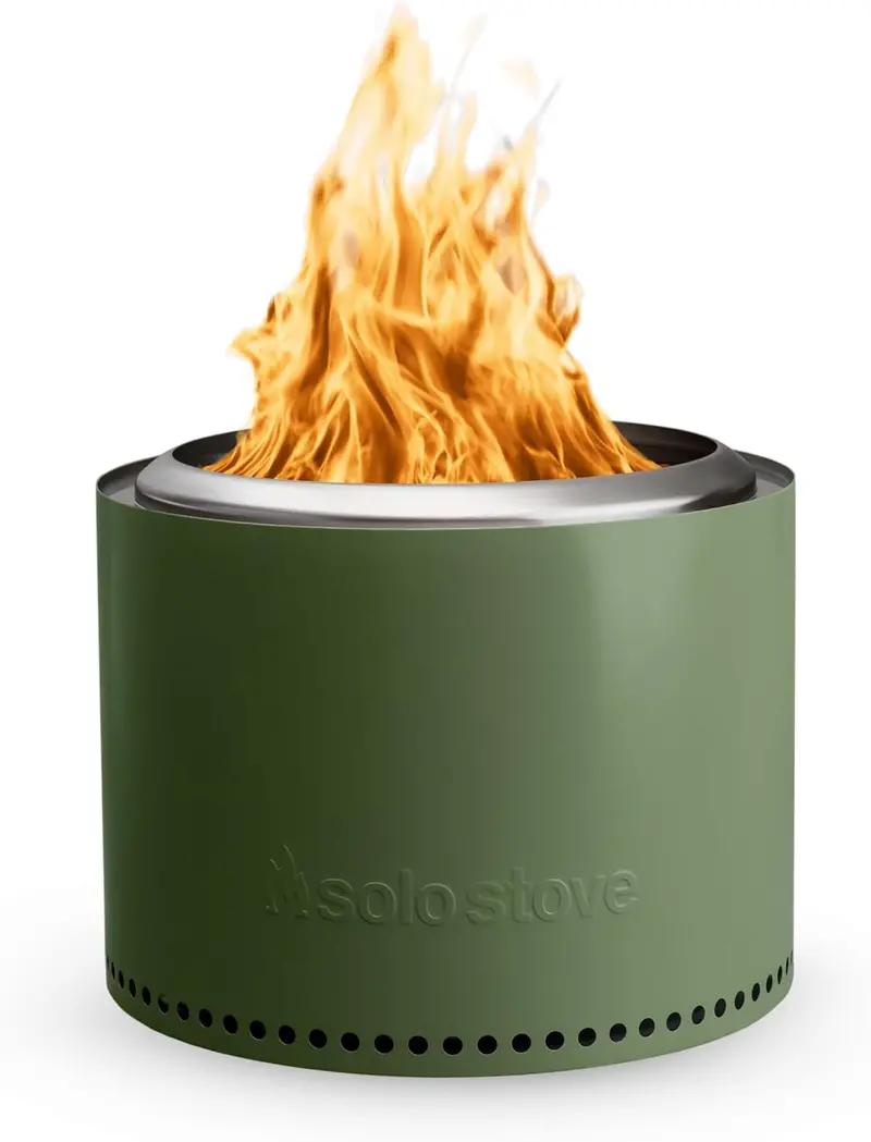 Palenisko bezdymne Bonfire 2.0 – przenośne palenisko ze stali nierdzewnej opalane drewnem z wyjmowaną popielniczką, 35,5 x 49,5 cm, 9 kg, ciemnooliwkowo-zielony, idealne na kemping