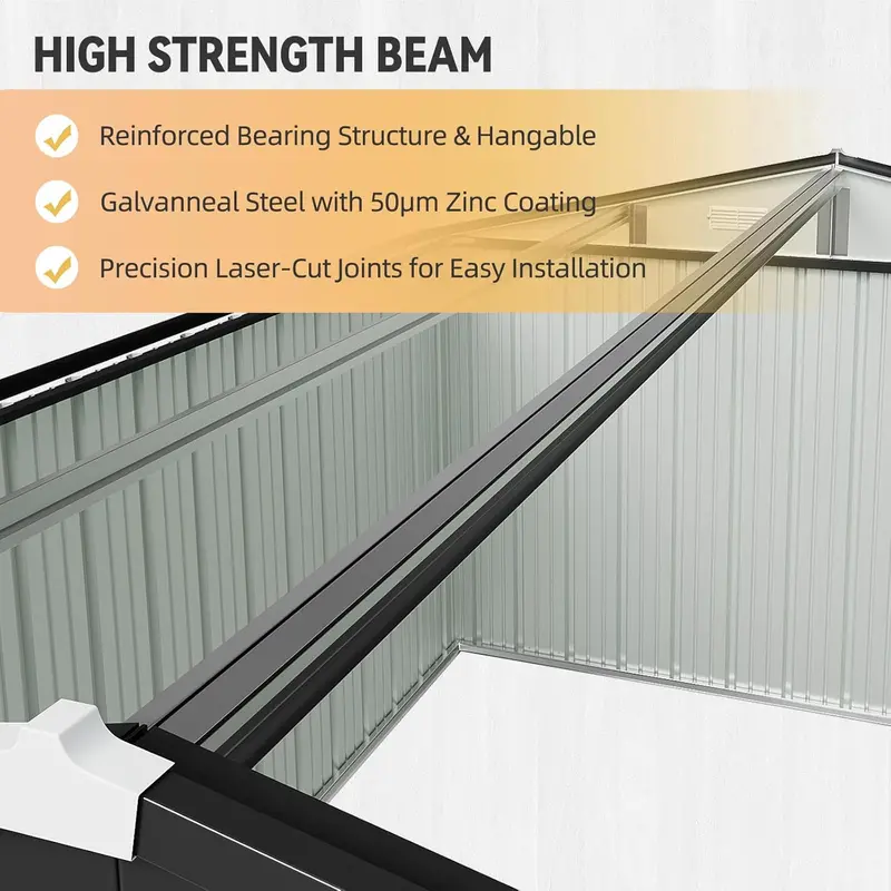 Aoxun 7,4′ x 5,3′ Metalowa szopa wpuszczana w ziemię – ocynkowana stalowa zewnętrzna jednostka do przechowywania narzędzi, rowerów i narzędzi ogrodowych