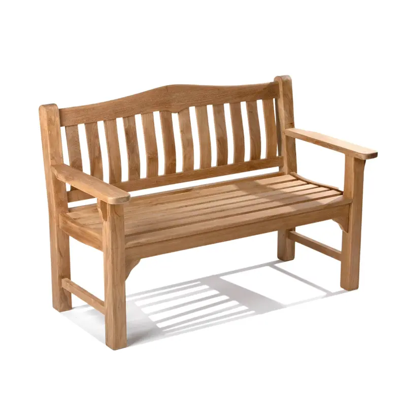 Ławka ogrodowa Hawthorne Ash & Ember Teak – 53-calowa (135 cm), odporna na warunki atmosferyczne, dwuosobowa ławka ogrodowa, lite drewno z wyprofilowanym oparciem i podłokietnikami
