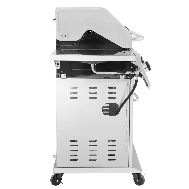 Wysokiej jakości grill gazowy propan-butan ze stali nierdzewnej z 6 palnikami – grill zewnętrzny o mocy 74 000 BTU z palnikiem i palnikami bocznymi