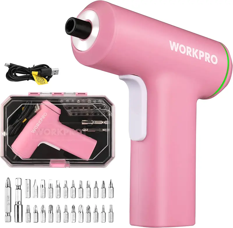 Wkrętarka akumulatorowa WORKPRO 4 V USB – edycja Pink Ribbon