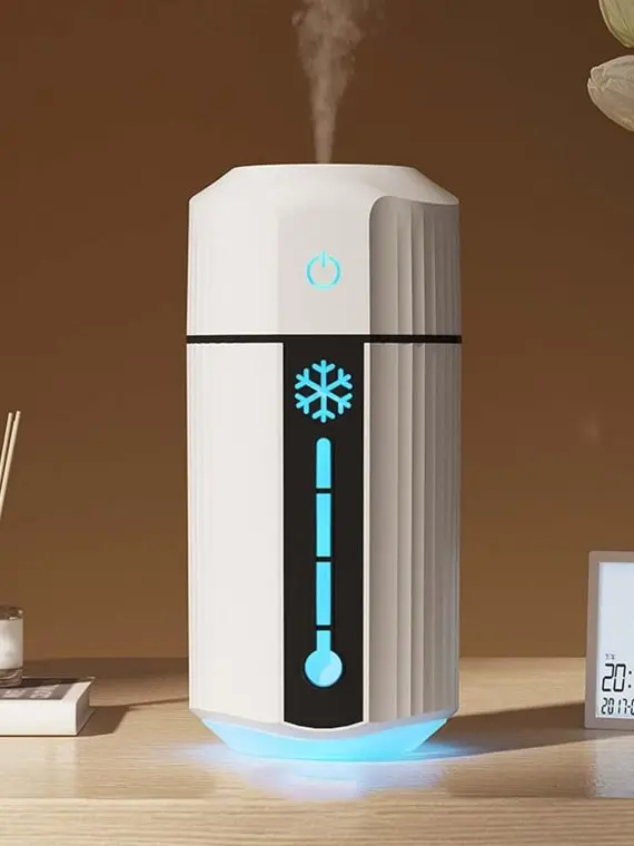 Nawilżacz powietrza CoolMist 750 ml z kolorową lampką nocną USB do sypialni, domu, biura i szklarni – biały