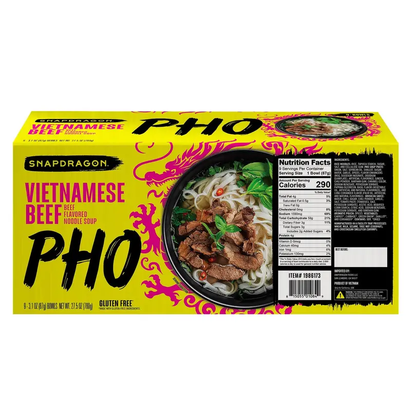 Miski zupy pho po wietnamsku Snapdragon Foods Instant Vietnamese – 85 g (3,1 uncji), opakowanie 9 sztuk