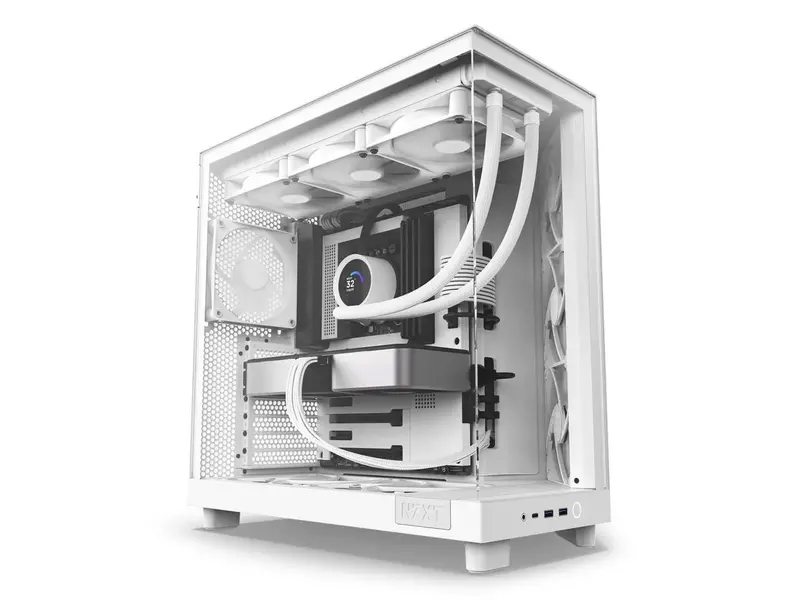 Kompaktowa obudowa typu mid-tower NZXT H6 FLOW, biała, dwukomorowa, zoptymalizowany przepływ powietrza, szkło hartowane