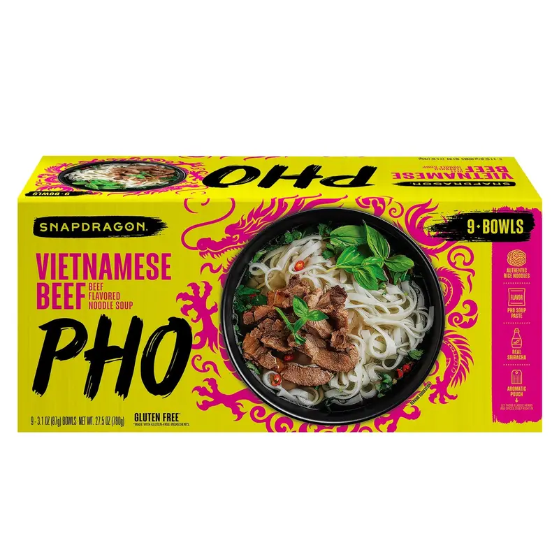Miski zupy pho po wietnamsku Snapdragon Foods Instant Vietnamese – 85 g (3,1 uncji), opakowanie 9 sztuk