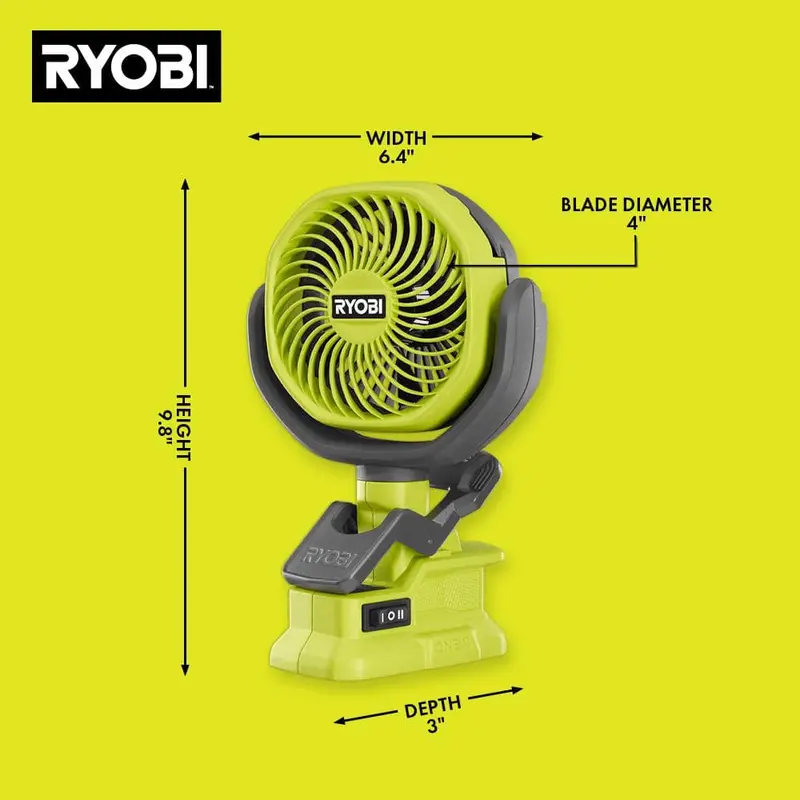 RYOBI ONE+ 18 V bezprzewodowy wentylator zaciskowy 4-calowy (tylko narzędzie) PCF02B