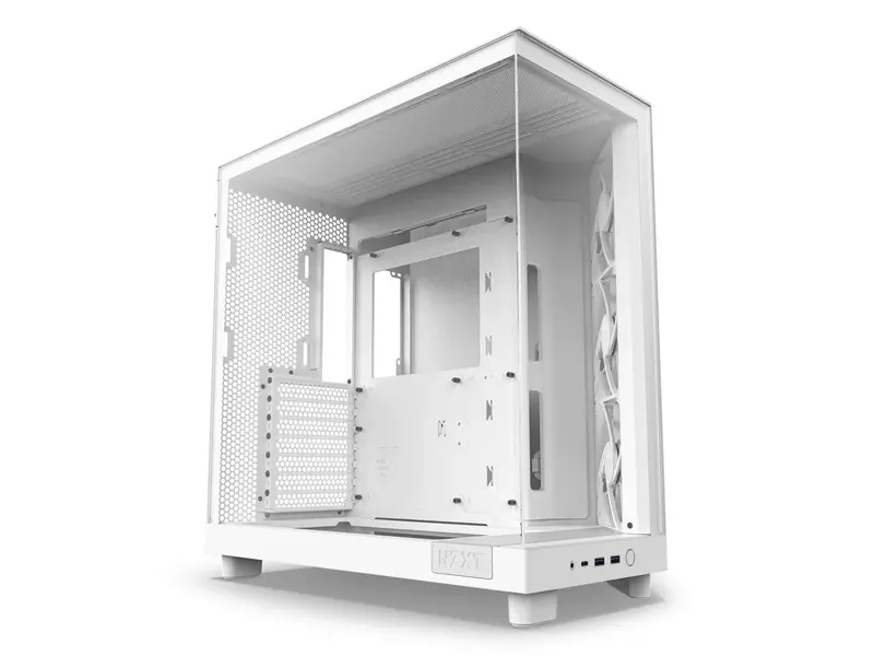 Kompaktowa obudowa typu mid-tower NZXT H6 FLOW, biała, dwukomorowa, zoptymalizowany przepływ powietrza, szkło hartowane