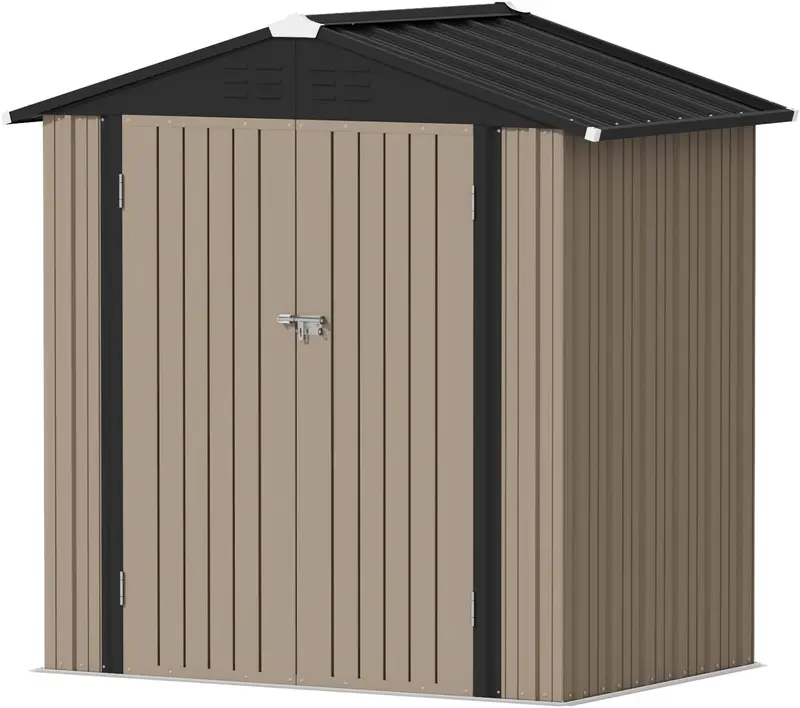 Devoko 5x3ft zamykana stalowa szopa ogrodowa – kompaktowa i bezpieczna metalowa przechowalnia na zewnątrz