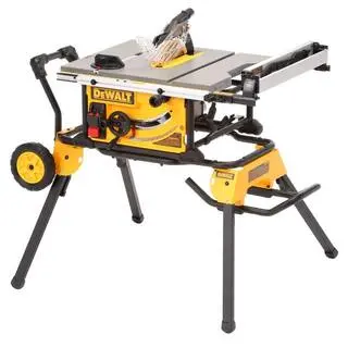 DEWALT DWE7491RS 10-calowa, 15-amperowa stołowa piła budowlana z przewodem i zintegrowaną podstawą rolkową