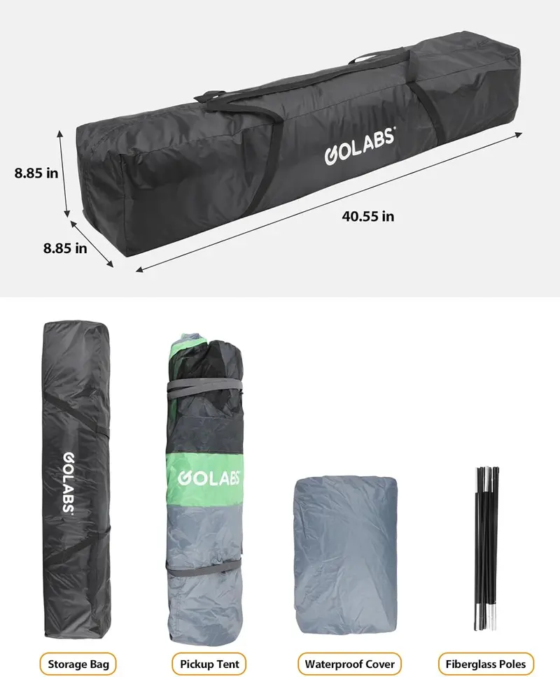 Namiot kempingowy Golabs Truck Tent — gotowy do montażu namiot kempingowy dla 2 osób do samochodów ciężarowych o długości od 1,68 do 1,98 metra z pokrowcem przeciwdeszczowym
