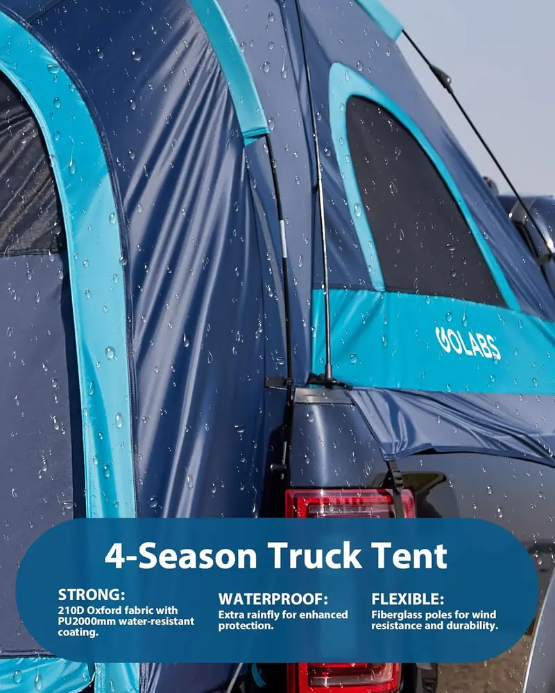 Namiot kempingowy Golabs Truck Tent — gotowy do montażu namiot kempingowy dla 2 osób do samochodów ciężarowych o długości od 1,68 do 1,98 metra z pokrowcem przeciwdeszczowym