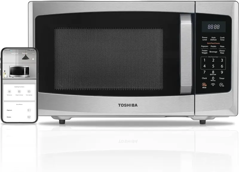 Toshiba ML-EC42P(SS) 4 w 1 kuchenka mikrofalowa do zabudowy – konwekcja, frytkownica powietrzna, czujnik Smart Cook, 42 ​​litry, 1000 W, srebrna