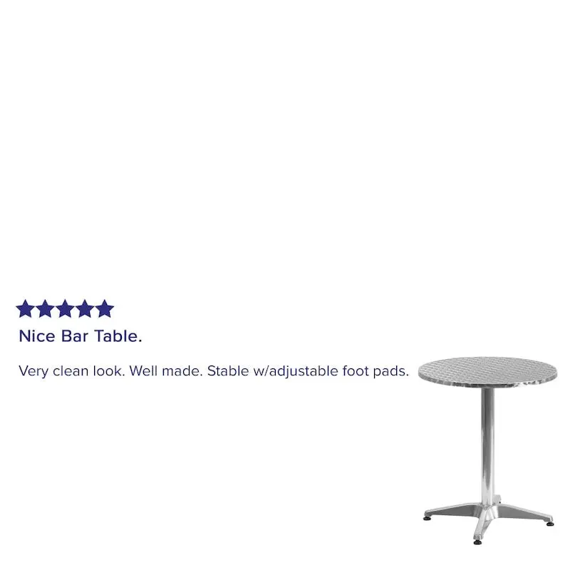 Okrągły aluminiowy stół tarasowy — gładki blat o średnicy 70 cm do użytku wewnątrz i na zewnątrz, ze stabilną podstawą