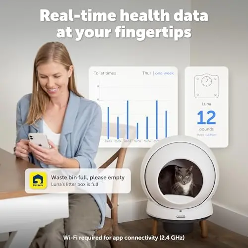 Samoczyszcząca kuweta PetSafe SmartSpin – sterowana aplikacją, 2 tygodnie czyszczenia bez użycia rąk, zaawansowana kontrola zapachu