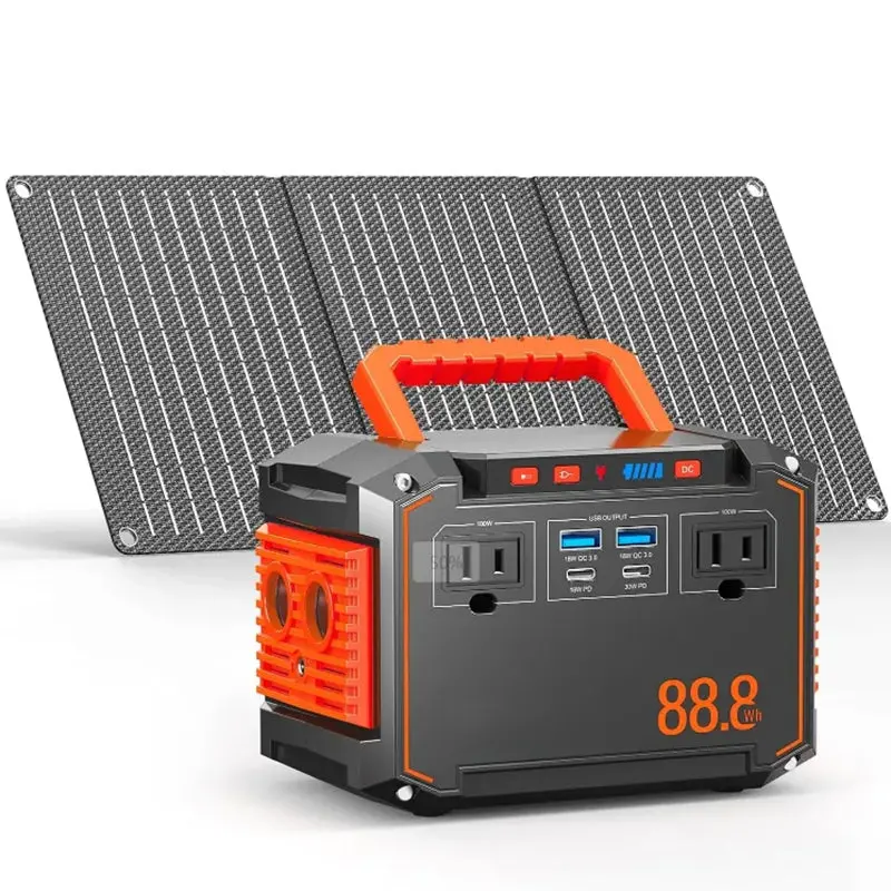 Przenośny generator słoneczny o mocy 150 W — zawiera panel 30 W i wtyczkę zasilającą
