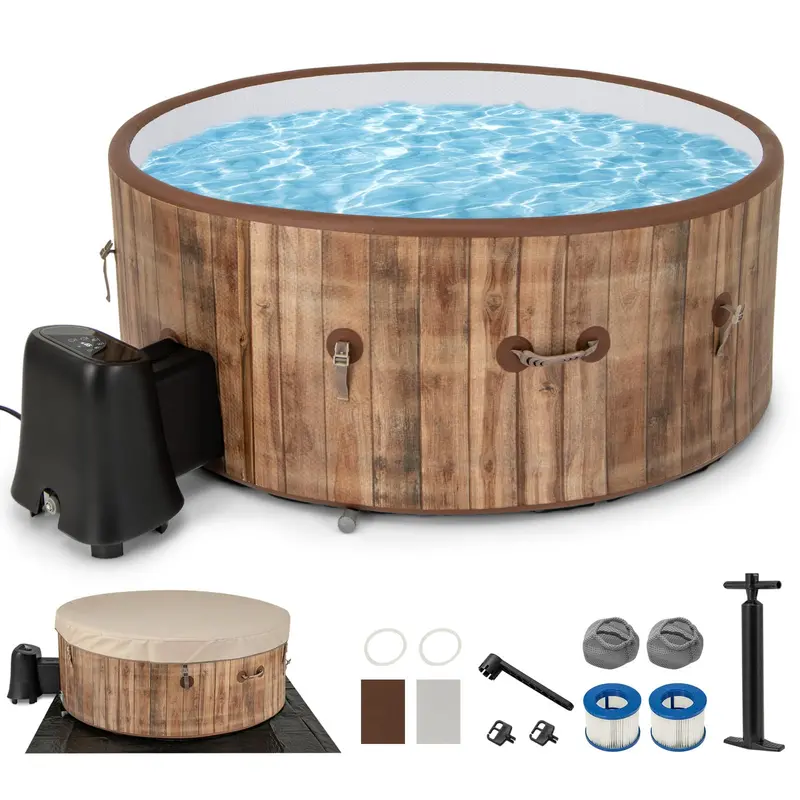 Nadmuchiwane jacuzzi o długości 183 cm (72 cale) dla 4-6 osób, ze 120 dyszami powietrznymi i sterowaniem cyfrowym.