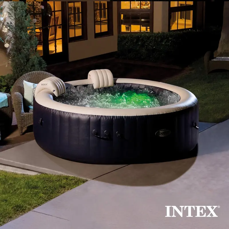 Nadmuchiwane jacuzzi Intex PureSpa Plus dla 6 osób — energooszczędna wanna z hydromasażem i izolowaną pokrywą