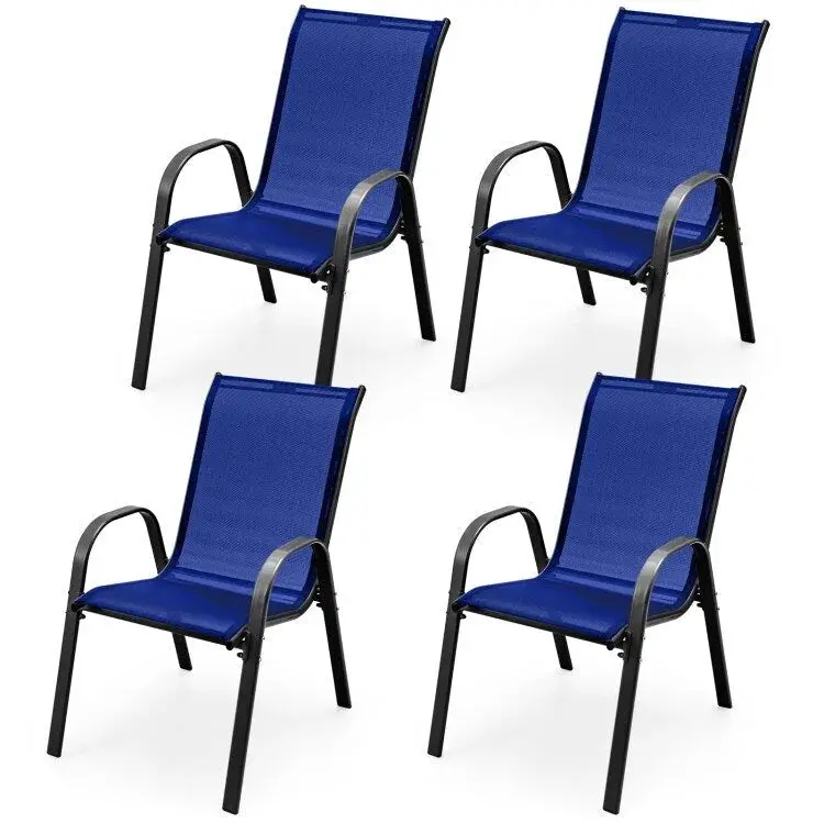 Zestaw 4 składanych krzeseł ogrodowych z podłokietnikami – kompaktowe krzesła tarasowe (szer. 74 cm x gł. 54 cm x wys. 90 cm)