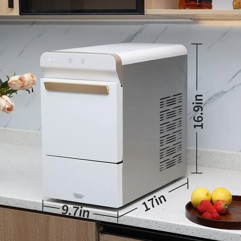 Maszyna do lodów Nugget Ice Cream Maker V2.0 ze stali nierdzewnej – samoczyszczący dozownik kruszonego lodu z otwartym otworem do napełniania.