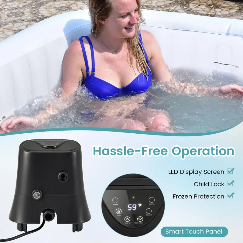 Przenośne dmuchane jacuzzi – zewnętrzne jacuzzi z szybkim nagrzewaniem i dmuchawą powietrza