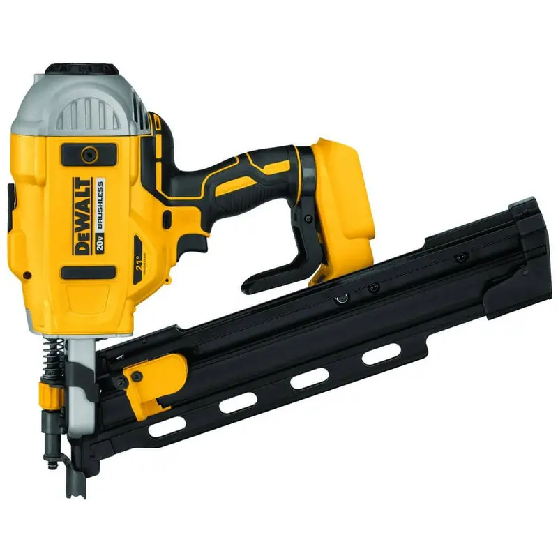 DEWALT 20V MAX XR 2-biegowa bezszczotkowa gwoździarka ramowa do gwoździ w taśmach plastikowych o szerokości 21 cali (tylko narzędzie) DCN21PLB