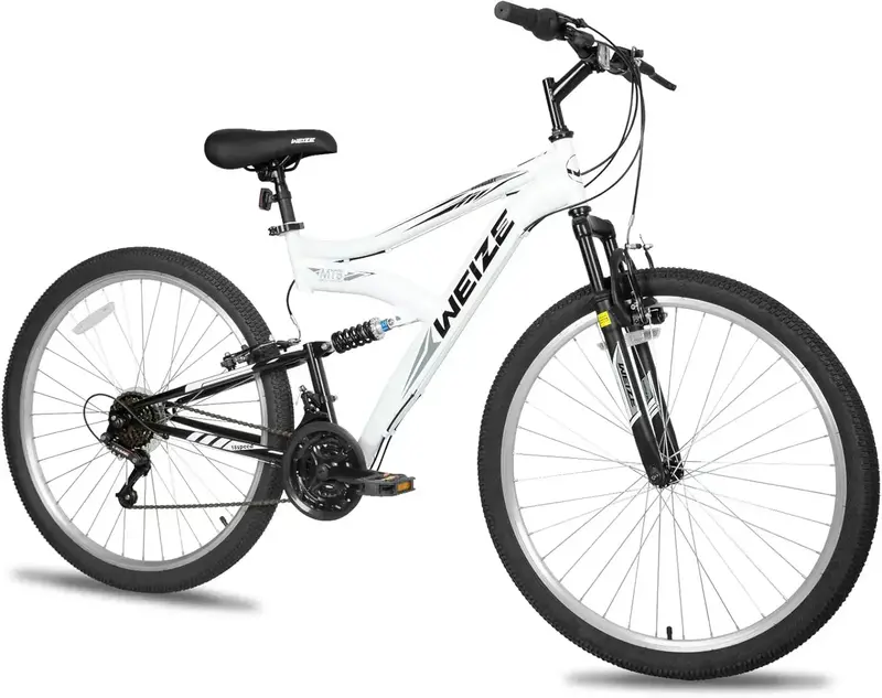Rower górski hybrydowy WEIZE 26″ / 27,5″ — 18-biegowy rower terenowy z pełnym zawieszeniem i ramą ze stali węglowej wysokiej jakości