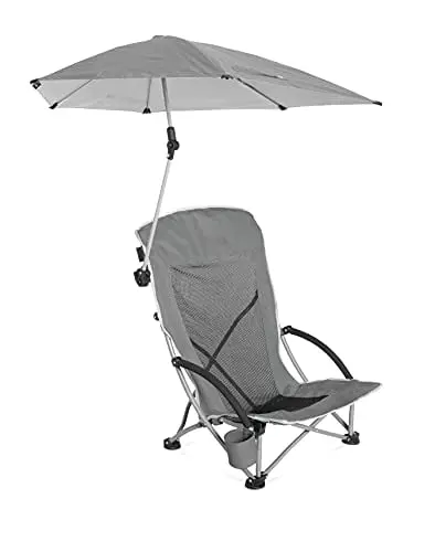 Krzesło plażowe Sport-Brella z regulowanym parasolem z ochroną UPF 50+, szare