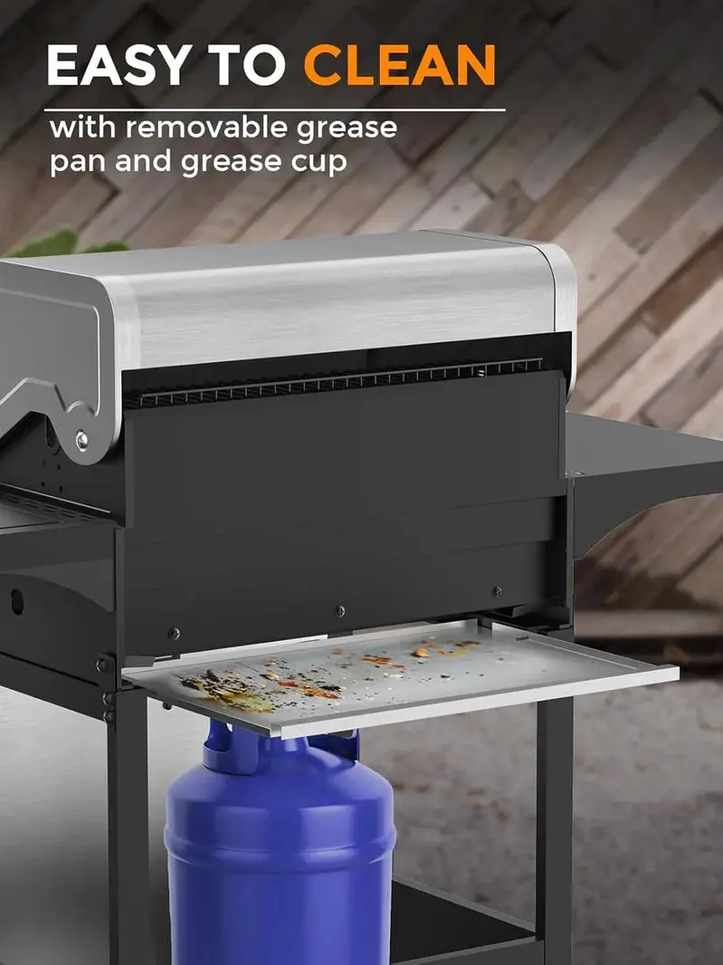 Grill gazowy propan-butan z 4 palnikami – Stacja do grillowania na zewnątrz o mocy 44 000 BTU