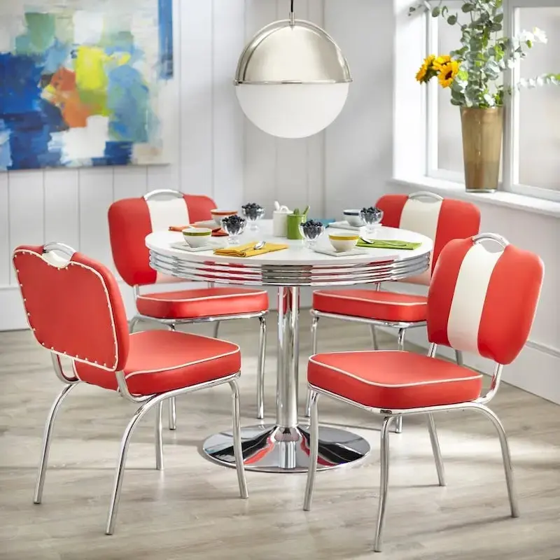 Zestaw jadalniany Raleigh Retro marki Simple Living – 5-częściowy zestaw stołu i krzeseł w stylu vintage