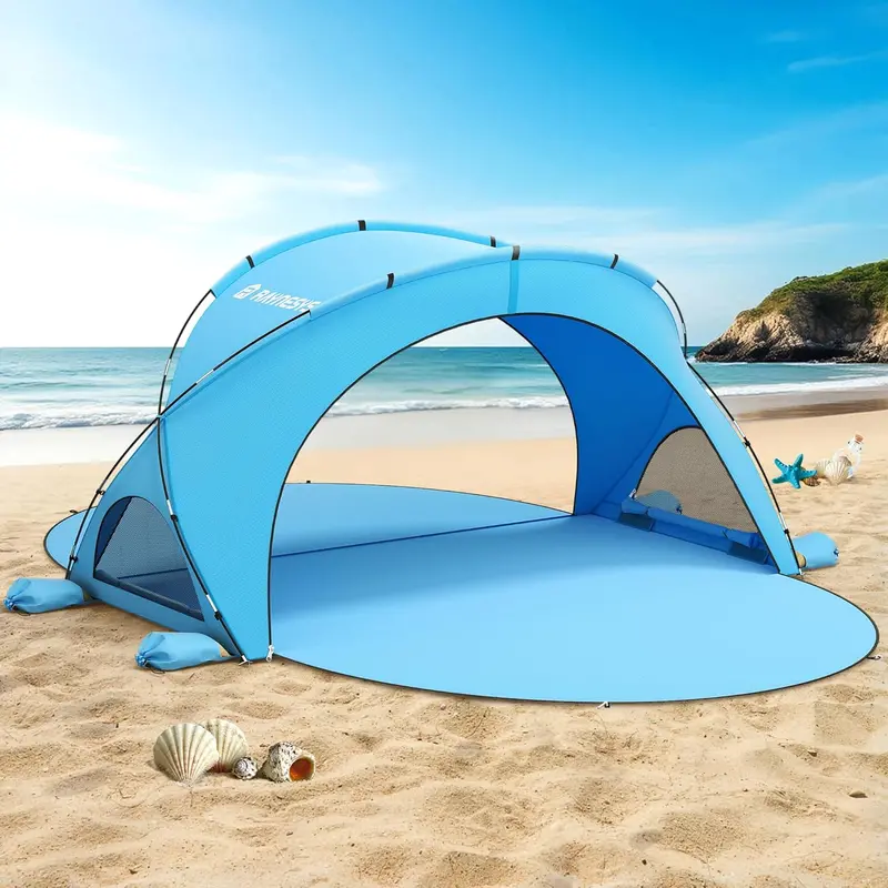 Namiot plażowy z osłoną przeciwsłoneczną – ochrona UV UPF 50+, przenośny cień na plażę i podczas surfowania