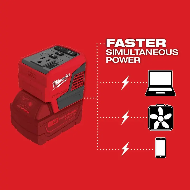 Kompaktowy falownik Milwaukee M18 18 V 175 W z akumulatorem litowo-jonowym do akumulatorów M18 z (2) akumulatorami M18 HIGH OUTPUT 6,0 Ah 2846-20-48-11-1862