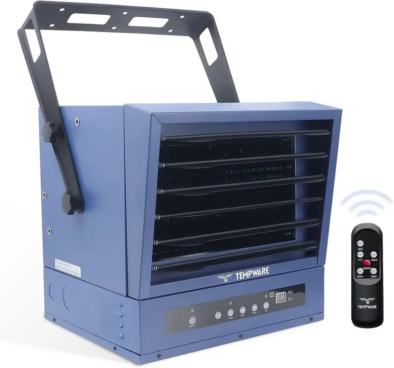 Cyfrowy grzejnik sufitowy o mocy 7500 W do garaży i warsztatów – 240 V, ze zdalnym sterowaniem i 12-godzinnym timerem