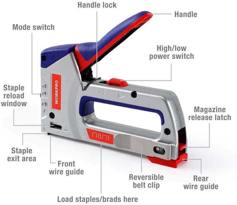 Ręczny zszywacz i pistolet do gwoździ WORKPRO 4 w 1 – zawiera 3000 zszywek i 1000 gwoździ