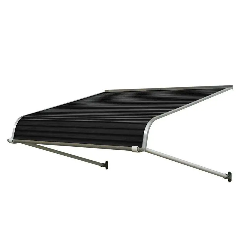 Daszek aluminiowy o szerokości 120 cm – 30 cm wysokości i 107 cm głębokości, eleganckie czarne wykończenie