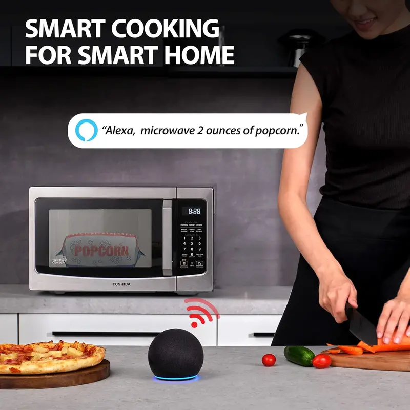 Toshiba ML-EC42P(SS) 4 w 1 kuchenka mikrofalowa do zabudowy – konwekcja, frytkownica powietrzna, czujnik Smart Cook, 42 ​​litry, 1000 W, srebrna
