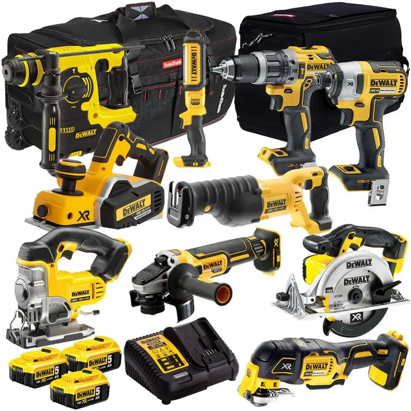 Zestaw narzędzi akumulatorowych DeWalt DCK10BTSKIT1 18 V, 10 elementów z trzema akumulatorami 5,0 Ah i szybką ładowarką