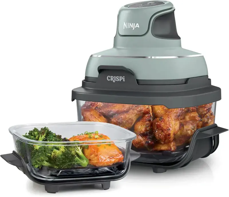 Ninja Crispi 4 w 1 Szklana frytkownica powietrzna – 4 QT System gotowania TempWare z wielofunkcyjnymi możliwościami