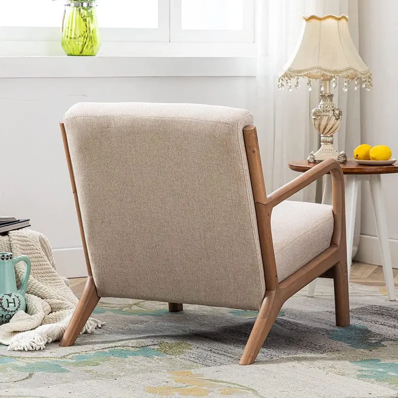 Fotel akcentowy Bonzy Home Mid Century Modern z ramą z litego drewna
