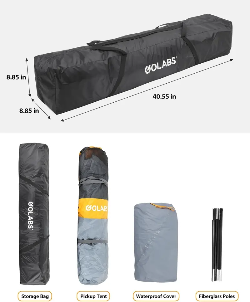 Namiot kempingowy Golabs Truck Tent — gotowy do montażu namiot kempingowy dla 2 osób do samochodów ciężarowych o długości od 1,68 do 1,98 metra z pokrowcem przeciwdeszczowym