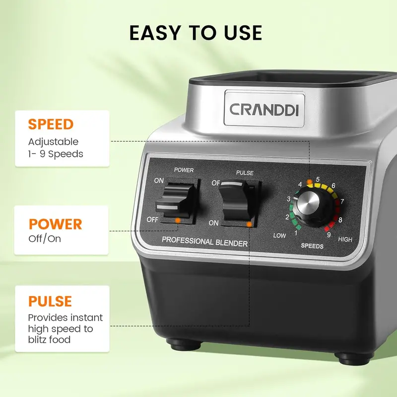 Profesjonalny blender CRANDDI 1500 W z dzbankiem o pojemności 2,3 litra niezawierającym BPA