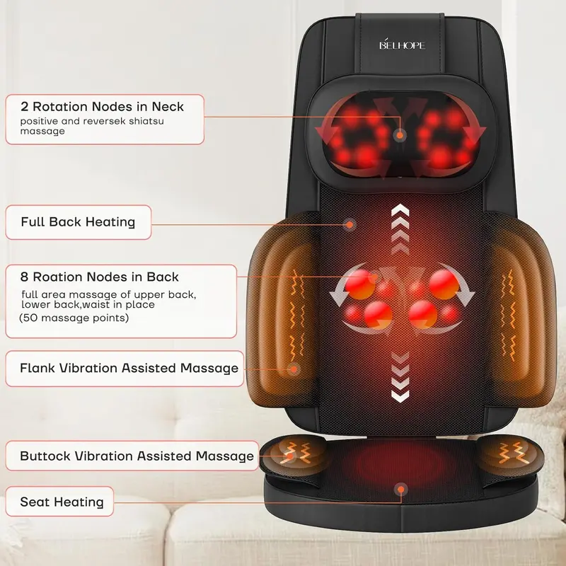 Fotel masujący Shiatsu 4D – masaż szyi i ramion łagodzący ból w domu lub biurze