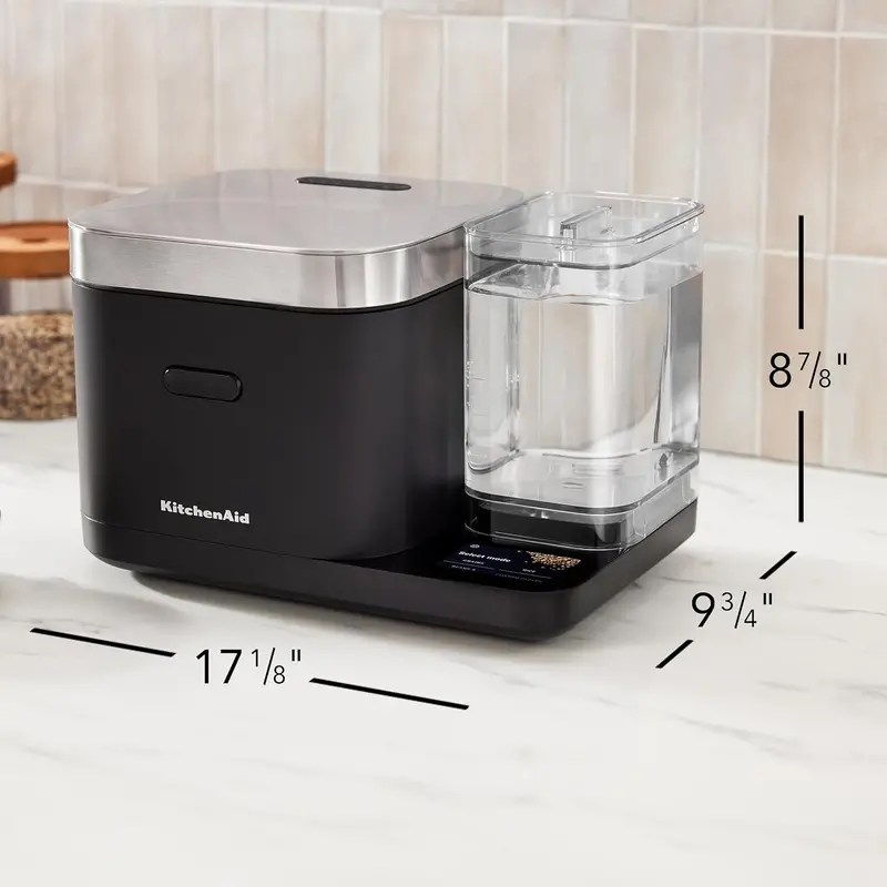 Robot kuchenny KitchenAid do mielenia ziaren i ryżu o pojemności 8 filiżanek, z wbudowaną wagą i timerem z opóźnionym startem (KGC3155BM)