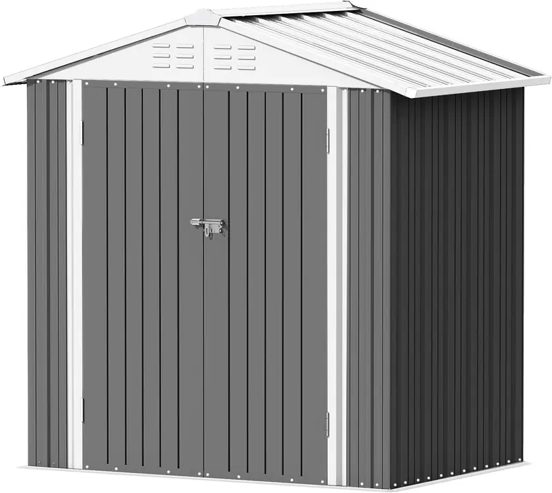 Devoko 5x3ft zamykana stalowa szopa ogrodowa – kompaktowa i bezpieczna metalowa przechowalnia na zewnątrz