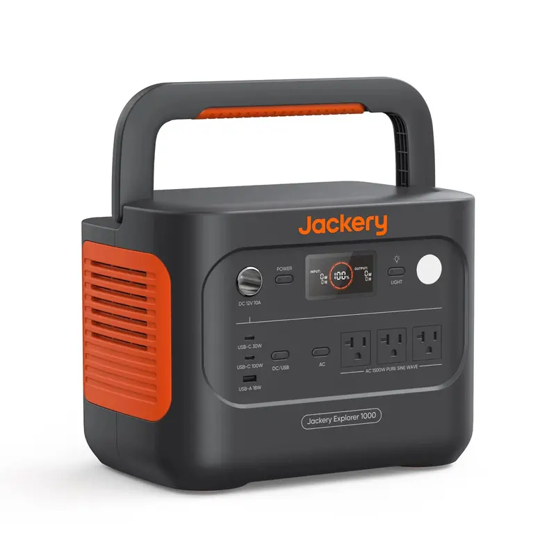Jackery Explorer 1000 v2 przenośny powerbank, moc wyjściowa AC 1500 W, szybkie ładowanie, pojemność 1070 Wh, inteligentne sterowanie aplikacją, kompaktowa konstrukcja